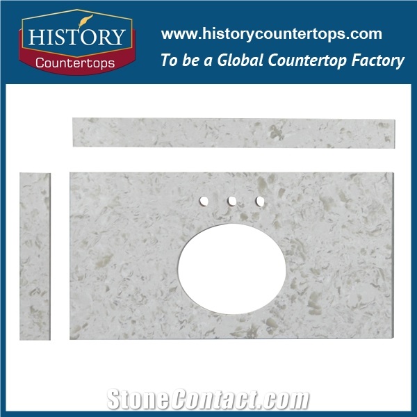 2017 Low Price High Quality Best Option for Bathroom Countertops, Magnolia Quartz Polioshed Custom Vanity Tops for Sale