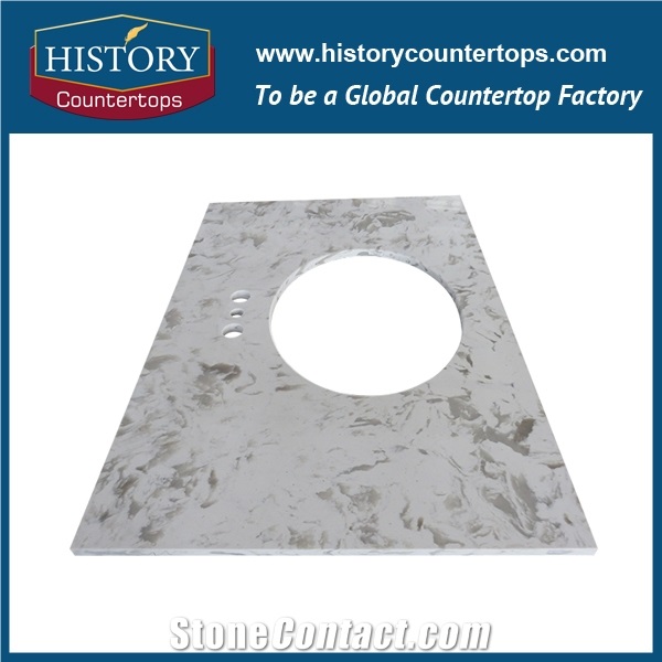 2017 Low Price High Quality Best Option for Bathroom Countertops, Magnolia Quartz Polioshed Custom Vanity Tops for Sale