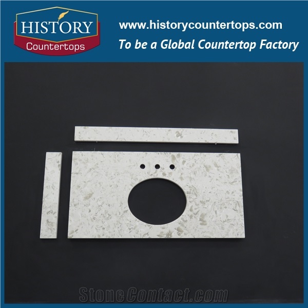 2017 Low Price High Quality Best Option for Bathroom Countertops, Magnolia Quartz Polioshed Custom Vanity Tops for Sale