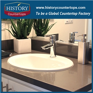 2017 New Style Own Factory High Quality Cheapest Polished Countertops California Grey with Customized Edges, Solid Surface Bathroom Tops, Custom Vanity Tops