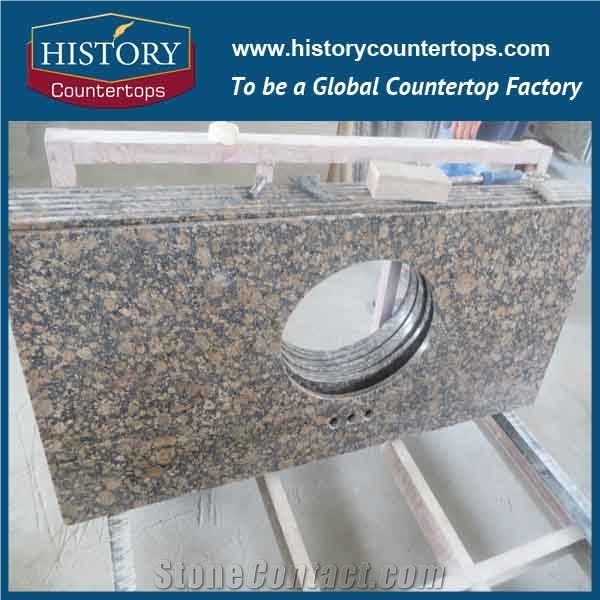 Baltic Brown Granite Vanity Tops with Single or Double Sinks for Bath Designs, Engineered Srone Bathroom Tops Polished Surface Prices for Hospitality Projects