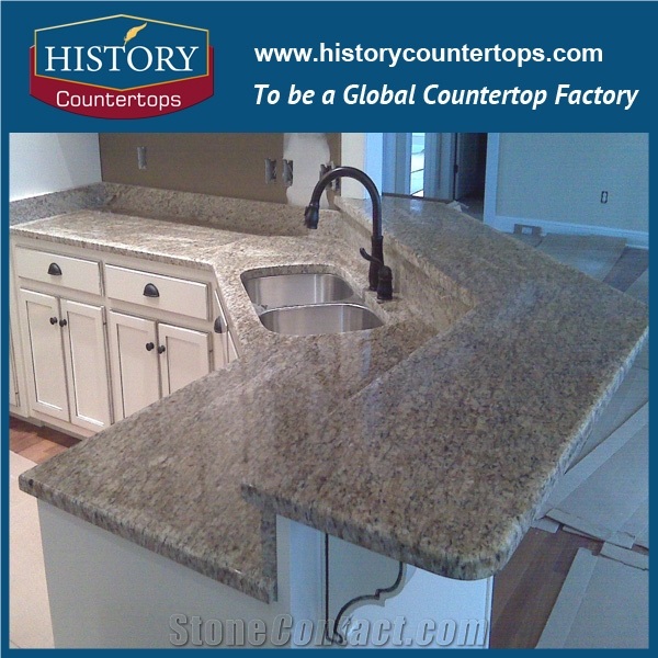 Caladonia Granite Kitchen Island Bench Tops Worktops with Customized Edges, Engineered Natural Stone Countertops Polished Surface for Condos and Multi-Family Projects