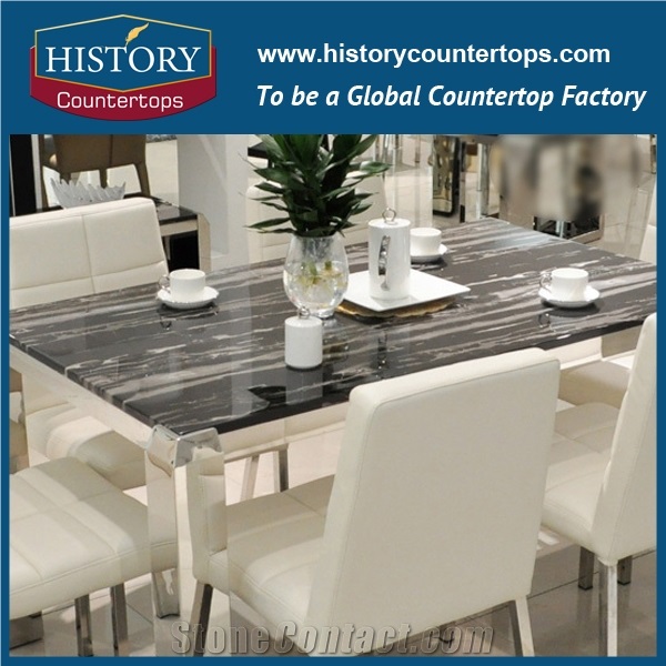China Black Marble Material for Tabletops Nero Portoro Silver Dragon, Silver Portoro, Polished Kitchen Tabletops, Desk Tops for Multi-Family & Apartment Project