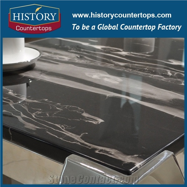 China Black Marble Material for Tabletops Nero Portoro Silver Dragon, Silver Portoro, Polished Kitchen Tabletops, Desk Tops for Multi-Family & Apartment Project