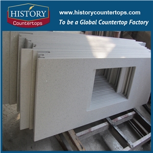 China Crystal White Quartz Kitchen Island Bar Tops Worktops with Customized Edges, Engineered Coutertops Polished Surface for Multi-Family and Apartment Projects