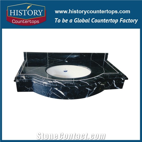 China Marble White Stripe in Black Tongshan Hei Bai Gen M4296 for Bahroom Countertops, Solid Surface Vanity Tops with Customized Edges