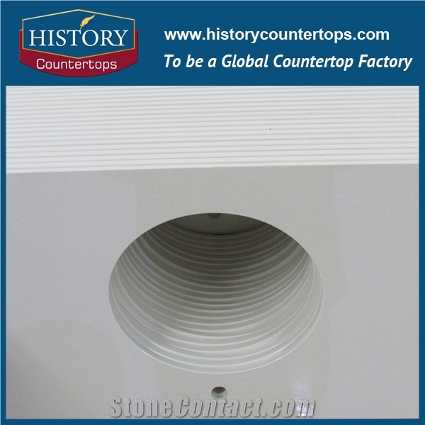 China New Style Pure White Quartz for Bathroom Countertops, Polishing Vanity Tops with Eased Polished for Hospitality Project
