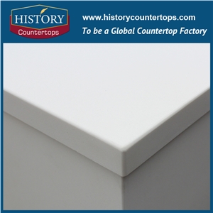 China New Style Pure White Quartz for Bathroom Countertops, Polishing Vanity Tops with Eased Polished for Hospitality Project