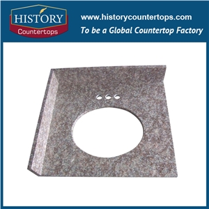 Chinese 2017 Economic Option G687 Peach Red Granite Stone Bathroom Vanity Tops Solid Surface, Engineered Material Bench Tops Customized Edges