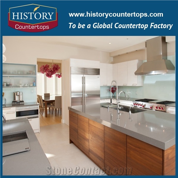 Grey Quartz Kitchen Worktops Apartment Project