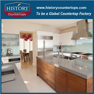 Grey Quartz Kitchen Worktops Apartment Project