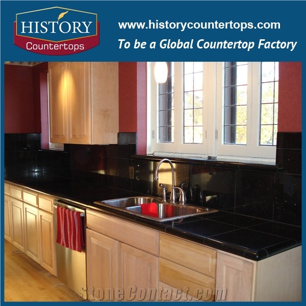 India Black Galaxy,Gold Star Galaxy,Hei Jin Sha Granite Countertops for Polishing Kitchen Worktops, Bench Tops, Island Tops, Bar Tops for Sale