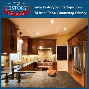 India Granite Steel Grey Polished Stone Countertops in 2cm&3cm Thickness, Solid Surface Kitchen Worktops, Island Top