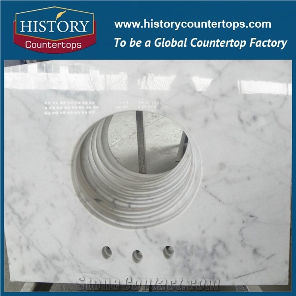 Italy Stone White Bianco Carrara White Marble Surface Polished Bath Top,White Marble Bathroom Vanity Top/Hotel Project Decoration