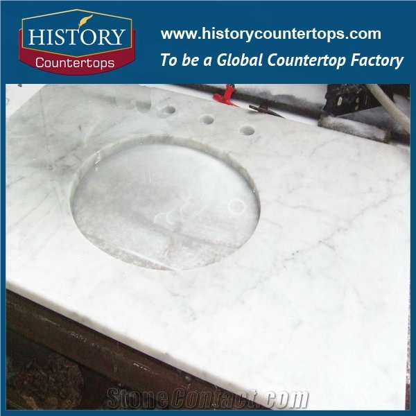 Italy Stone White Bianco Carrara White Marble Surface Polished Bath Top,White Marble Bathroom Vanity Top/Hotel Project Decoration