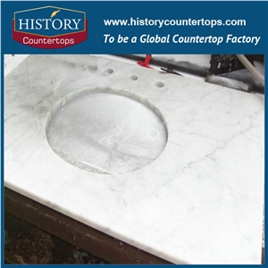 Italy Stone White Bianco Carrara White Marble Surface Polished Bath Top,White Marble Bathroom Vanity Top/Hotel Project Decoration