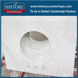 Italy Stone White Bianco Carrara White Marble Surface Polished Bath Top,White Marble Bathroom Vanity Top/Hotel Project Decoration