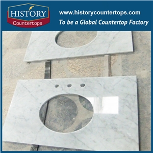Italy Stone White Bianco Carrara White Marble Surface Polished Bath Top,White Marble Bathroom Vanity Top/Hotel Project Decoration