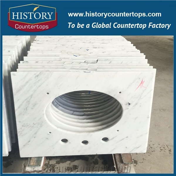 Italy Stone White Bianco Carrara White Marble Surface Polished Bath Top,White Marble Bathroom Vanity Top/Hotel Project Decoration