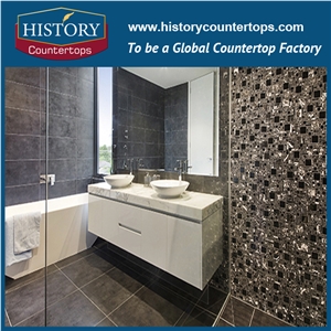 New Trends White Marble Bathroom Tops in 2017 Wholesales, Custom Vanity Tops with Single or Double Sinks Polished Surface for Hospitality Projects
