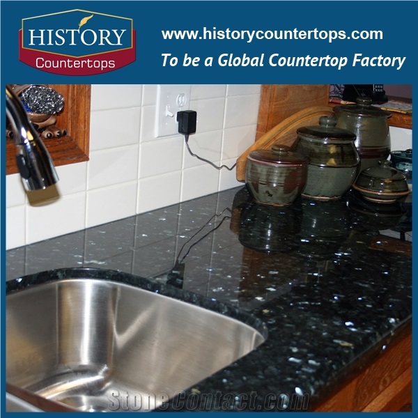 Norway Green Granite Emerald Pearl for Solid Surface Kitchen Countertops, Cut -To-Size for Multi-Family and Apartment Project