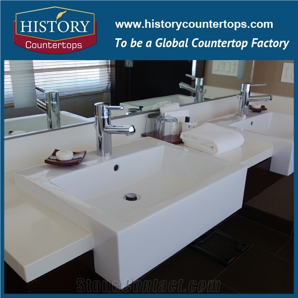 Pure White Quartz Countertops Bath Top for Sale