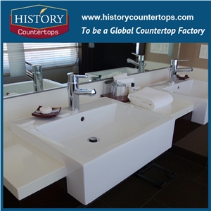 Pure White Quartz Countertops Bath Top for Sale