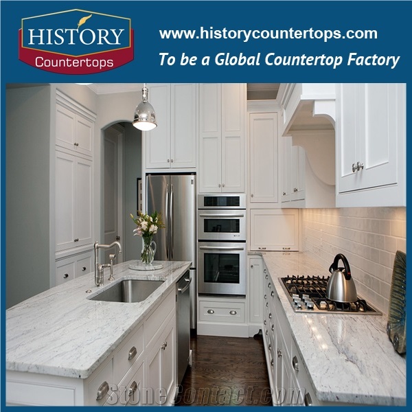 River White/Thunder White Granite Countertops Polished Surface for Sales, Engineered Kitchen Island Tops Worktops with Customized Edges for Multi-Family Projects
