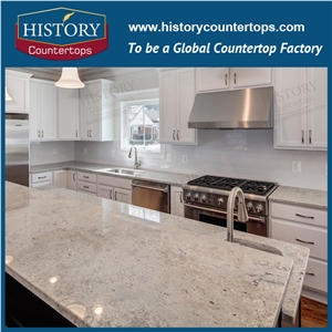 River White/Thunder White Granite Countertops Polished Surface for Sales, Engineered Kitchen Island Tops Worktops with Customized Edges for Multi-Family Projects