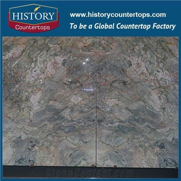 Silk Road /Fusion Quartzite Luxury Stone for Floor Tiles & Wall Covering Cladding, Kitchen Countertops & Bathroom Vanity Top, Construction Material Interior or Exterior