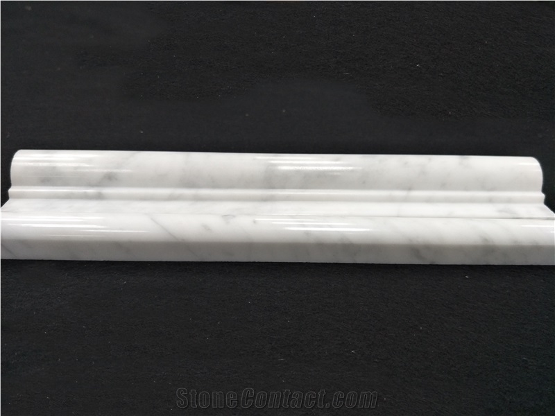 Carrara White Skirting Pencil Molding and Chari Rail