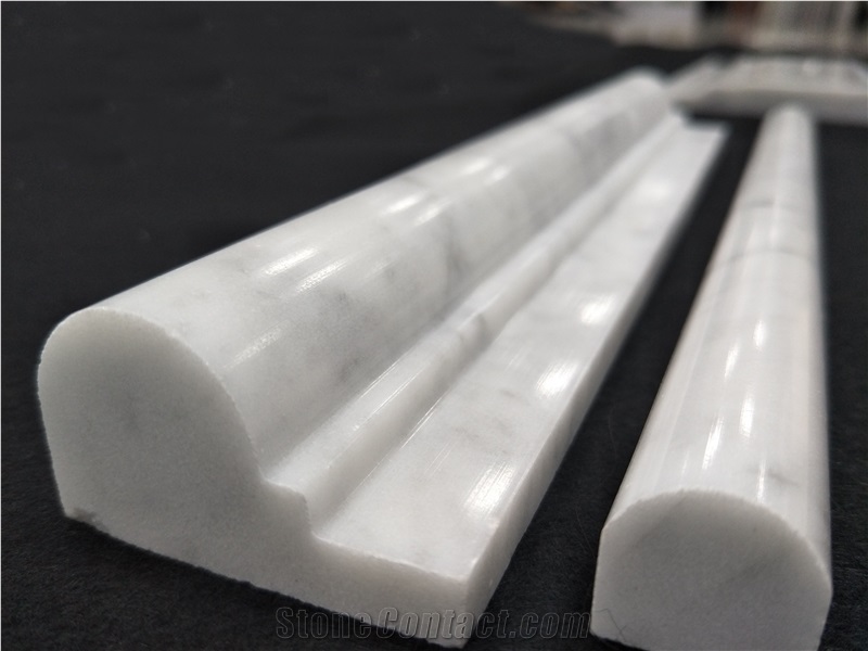 Carrara White Skirting Pencil Molding and Chari Rail