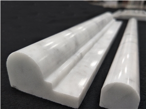 Carrara White Skirting Pencil Molding and Chari Rail