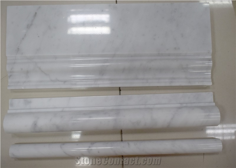 Carrara White Skirting Pencil Molding and Chari Rail