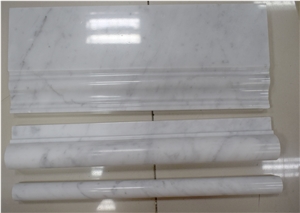 Carrara White Skirting Pencil Molding and Chari Rail