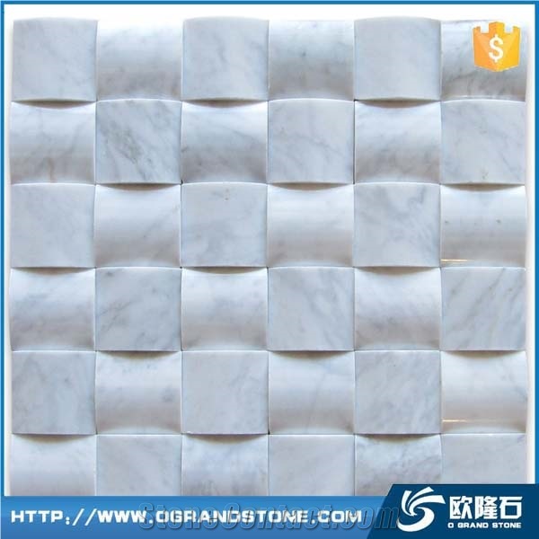 Square 3d Wall Tile, Carrara White Marble 3d Wall Tile