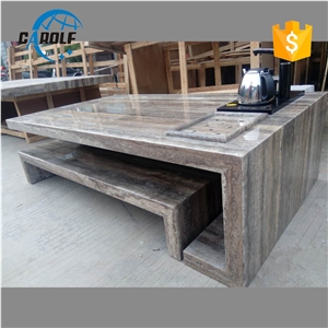 Grey Marble Coffee Table with Tea Pot