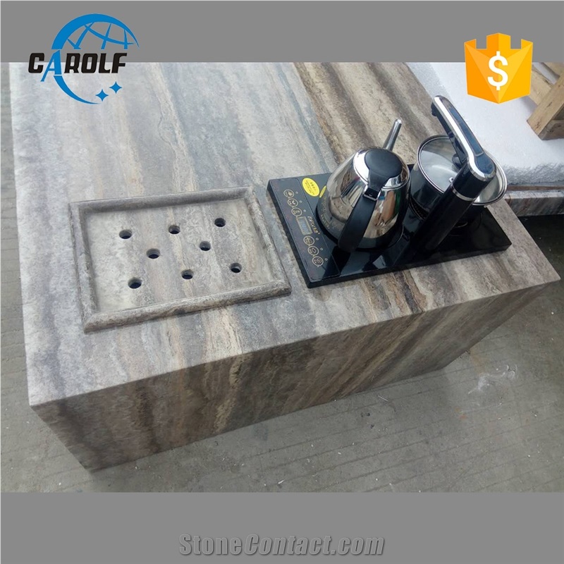Grey Marble Coffee Table with Tea Pot