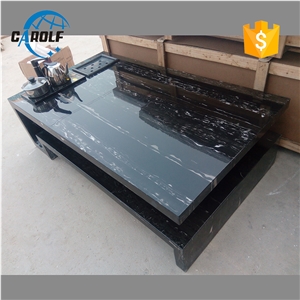 Silver Dragon Black Marble with White Roots Coffee Table