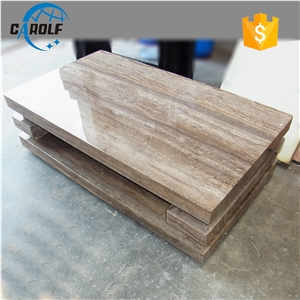 Simple 1.4 Meters Full Grey Travertine Coffee Table