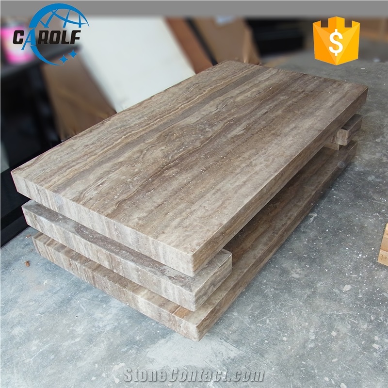 Simple 1.4 Meters Full Grey Travertine Coffee Table