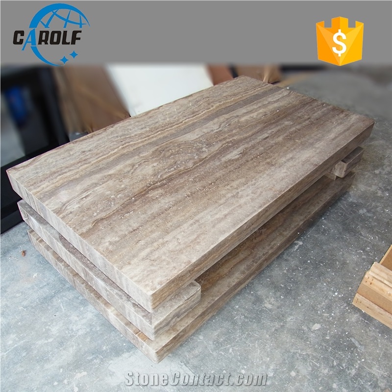 Simple 1.4 Meters Full Grey Travertine Coffee Table