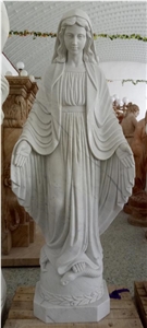 European Style White Marble Maria Hand Carved Sculpture