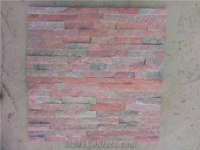 Pink Quartzite Cultured Stone, Pink Wall Panel , Pink Wall Cladding