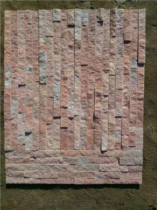 Pink Quartzite Cultured Stone, Pink Wall Panel , Pink Wall Cladding