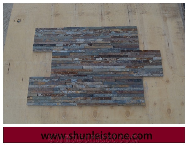 Rusty Slate Stacked Stone, China Rust Slate Cultured Stone,Multi Color Culture Ledge Stone , Slate Wall Decoration Panel , Rusty Corner and Flat Stone Veneer