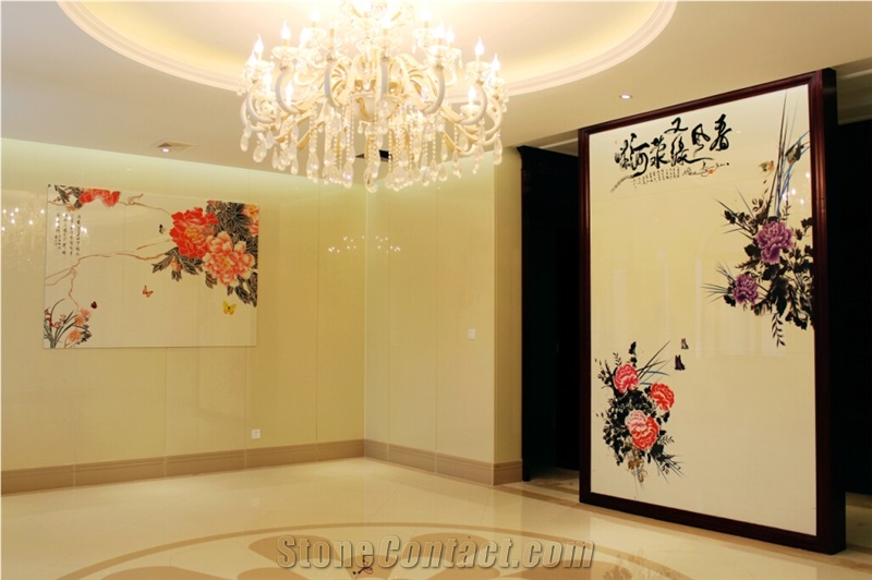 Art Work Paintings Nano Crystallized Glass Stone Walling Decoration Customized Design Large Slab