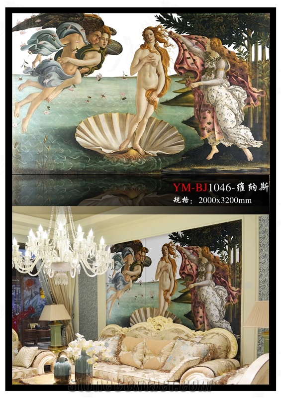 Nano Crystallized Stone Glass Panel Background Wall Art Works European Style Customized Design