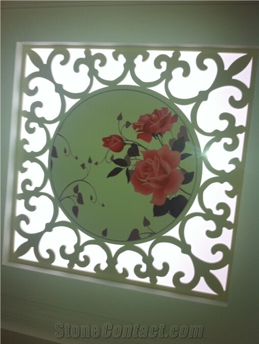 Quality White Nano Crystallized Glass Stone Art Works Carved Sculpture with Painting Customized Design