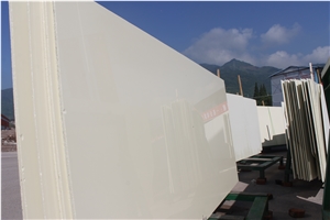 White Nano Crystallized Glass Panel Wall Tile Big Slab Polished Surface Customized Size